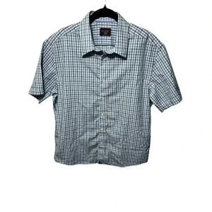 Untuckit Shirt Size M Short Sleeve Button Front Blue white Checked